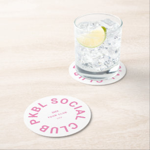 Pink PKBL Social Club Wappen Pickleball Runder Pappuntersetzer