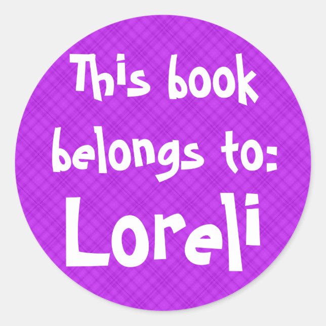 Pink Plaid "Ce Livre Appartient À" Étiquette (Devant)