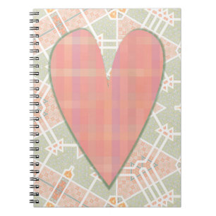 Pink Plaid Heart Art Vintage Style Journal