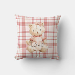 Pink Plaid Stripes Cat Kissen