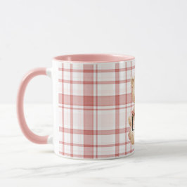 Pink Plaid Stripes Cat Tasse