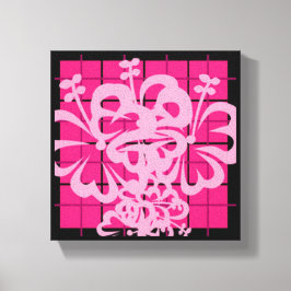 Pink Plaided Florah Design Leinwanddruck
