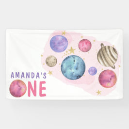 Pink Planets Space Geburtstagsparty Banner