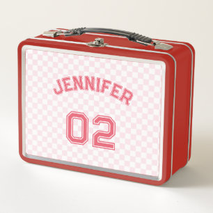 Pink Player Name Jersey Nummer Kinder Girls School Metall Brotdose