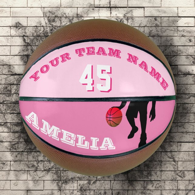 Pink Player Team Name Number Girl Basketball (Von Creator hochgeladen)