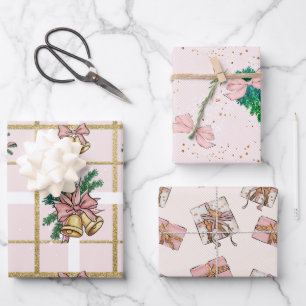 Pink Playful Girly Holiday Wrapping Paper Sheets Geschenkpapier Set