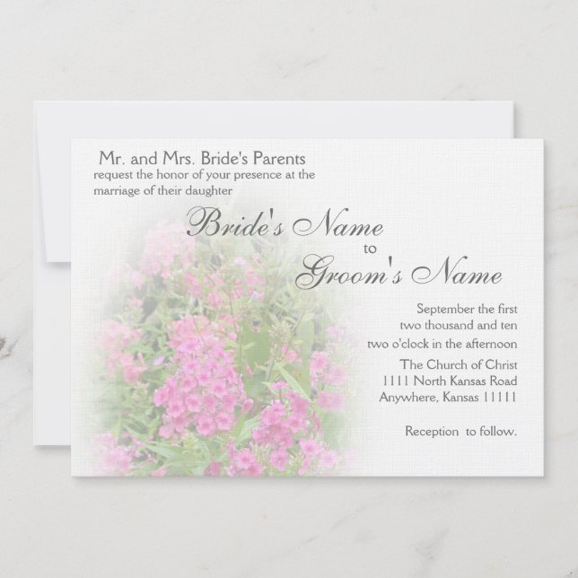 Pink Plhox Hochzeit 6 Einladung (Vorderseite)