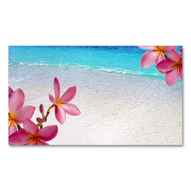Pink Plumeria Beach House Rental Wellness-Center B Magnetische Visitenkarte (Vorderseite)