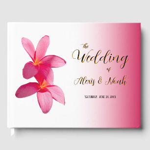 Pink Plumeria Blume auf Rosa, Bläsernchen, Hochzei Gästebuch