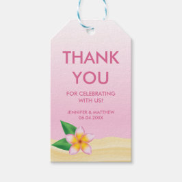 Pink Plumeria Blume Beach Hochzeit Vielen Dank Geschenkanhänger