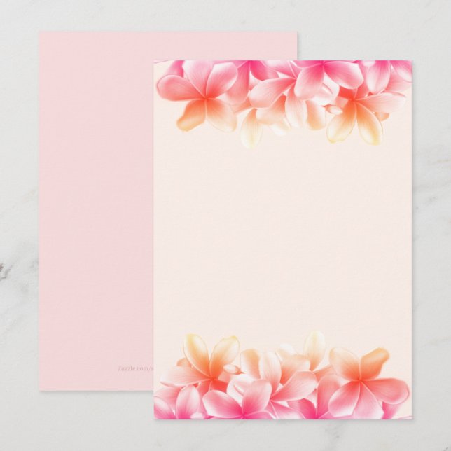 Pink Plumeria Blume Blank Notizbuch Einladung (Vorne/Hinten)