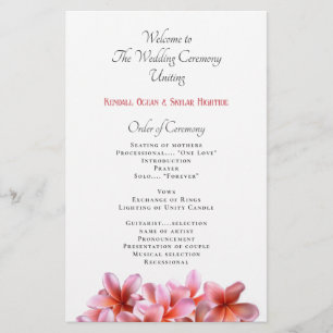 Pink Plumeria Blume Flat Wedding Programm