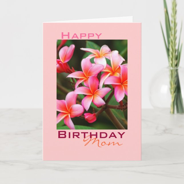 Pink Plumeria Blume, Geburtstag Karte (Vorderseite)