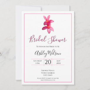 Pink Plumeria Blume, Moderne Hochzeit, Bridal Einladung
