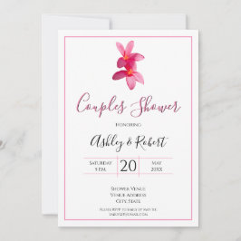 Pink Plumeria Blume, Moderne Hochzeit, Paare Einladung
