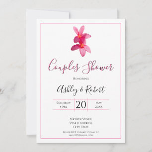 Pink Plumeria Blume, Moderne Hochzeit, Paare Einladung
