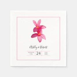 Pink Plumeria Blume, Moderne HochzeitsNapkins Serviette