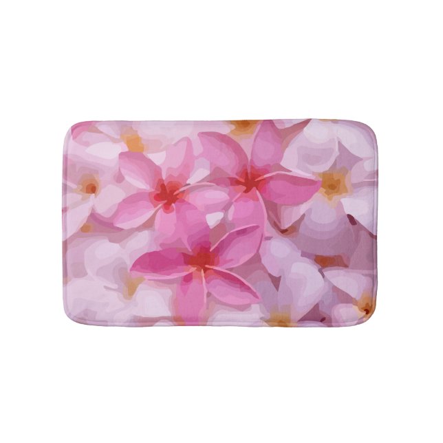 Pink Plumeria Blume Pattern Badematte (Vorderseite)