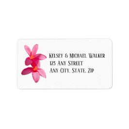 Pink Plumeria Blume, tropisch, floral Adressaufkleber