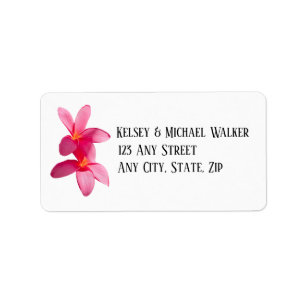 Pink Plumeria Blume, tropisch, floral Adressaufkleber