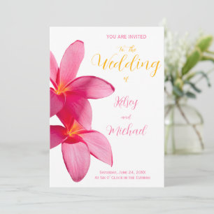 Pink Plumeria Blume, tropische Hochzeiten, Blumenz Einladung