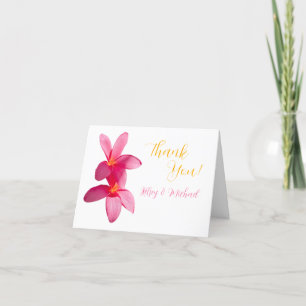 Pink Plumeria Blume, tropische Hochzeiten, Hochzei Dankeskarte