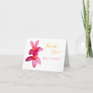 Pink Plumeria Blume, tropische Hochzeiten, Hochzei Dankeskarte