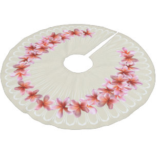 Pink Plumeria Champagne Weihnachtsbaum Rock Polyester Weihnachtsbaumdecke