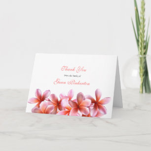 Pink Plumeria Floral Beileid Danke Template Karte