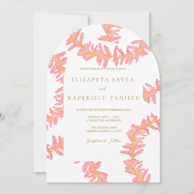 Pink Plumeria Invitation Einladung (Vorderseite)