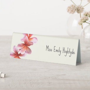 Pink Plumeria Name Template Platz Tischaufsteller