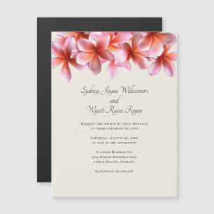 Pink Plumeria Real Blume Border Ecron Magneteinladung