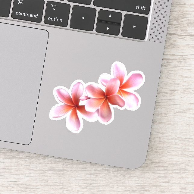 Pink Plumeria Real Floral Hawaii Blume Aufkleber (Detail)