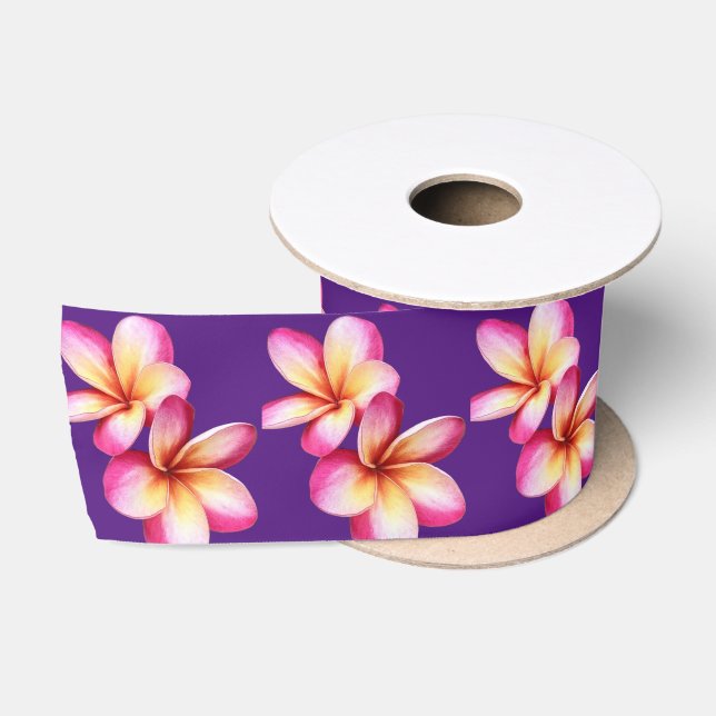 Pink Plumeria Satinband (Spule)