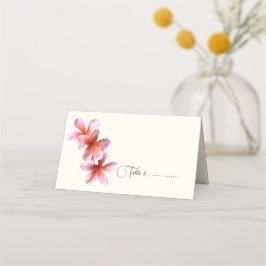 Pink Plumeria Tented Escort oder Platzkarte Ecru