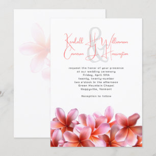 Pink Plumeria Tropical Beach Hochzeit Einladung