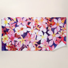 Pink Plumeria Tropical Blume Beach Handtuch