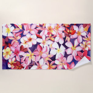 Pink Plumeria Tropical Blume Beach Handtuch