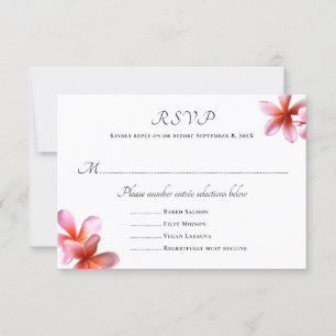 Pink Plumeria Wedding Menu Karten