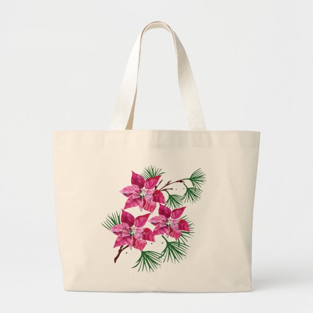 Pink Poinsettia Bag Jumbo Stoffbeutel (Vorne)