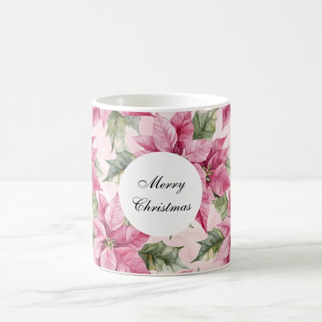 Pink Poinsettia Blume Weihnachten Kaffeetasse (Mittel)