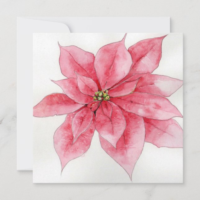 Pink Poinsettia Christmas Feiertagskarte (Vorderseite)