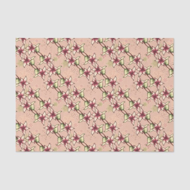 Pink Poinsettia Diagonal Strip Weihnachten Seidenpapier (Vorderseite)