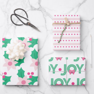 Pink Poinsettia et Holly Feuilles