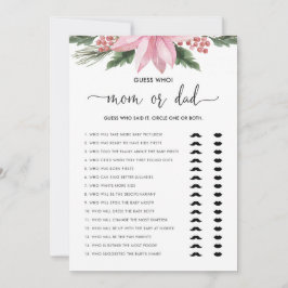 Pink Poinsettia Mama oder Vater Baby Showcard Einladung
