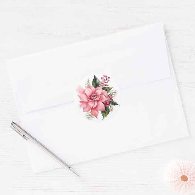 Pink Poinsettia Stickers (Umschlag)