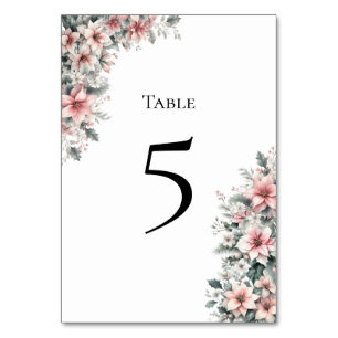 Pink Poinsettia Tischnummer Card
