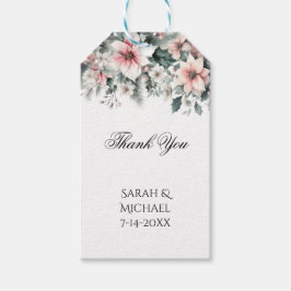 Pink Poinsettia Wedding Stickers Geschenkanhänger