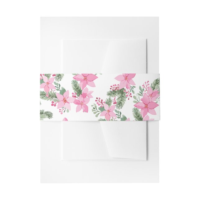 Pink Poinsettia Weihnachten Einladungsbanderole (Vorderseite Beispiel)