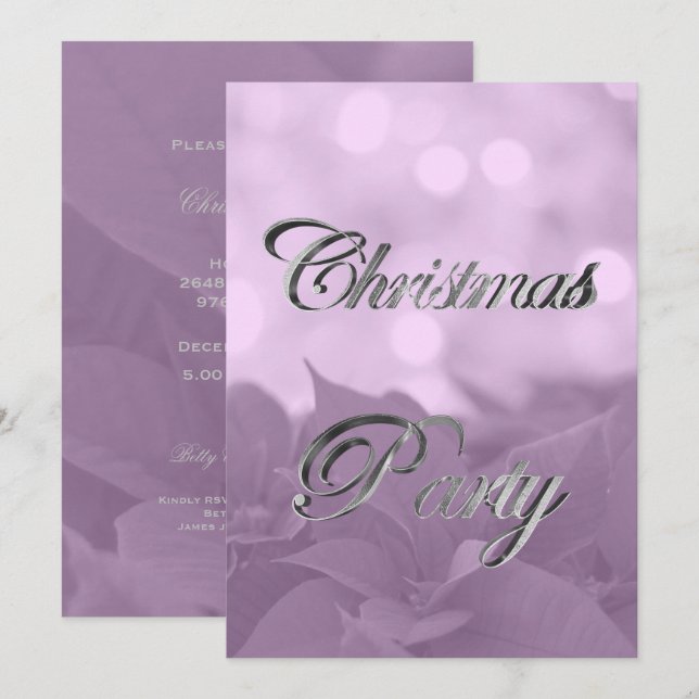 Pink Poinsettia Weihnachtsfeier Party Einladung El (Vorne/Hinten)